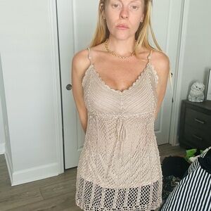 Say What? Beige Crotchet Blouse